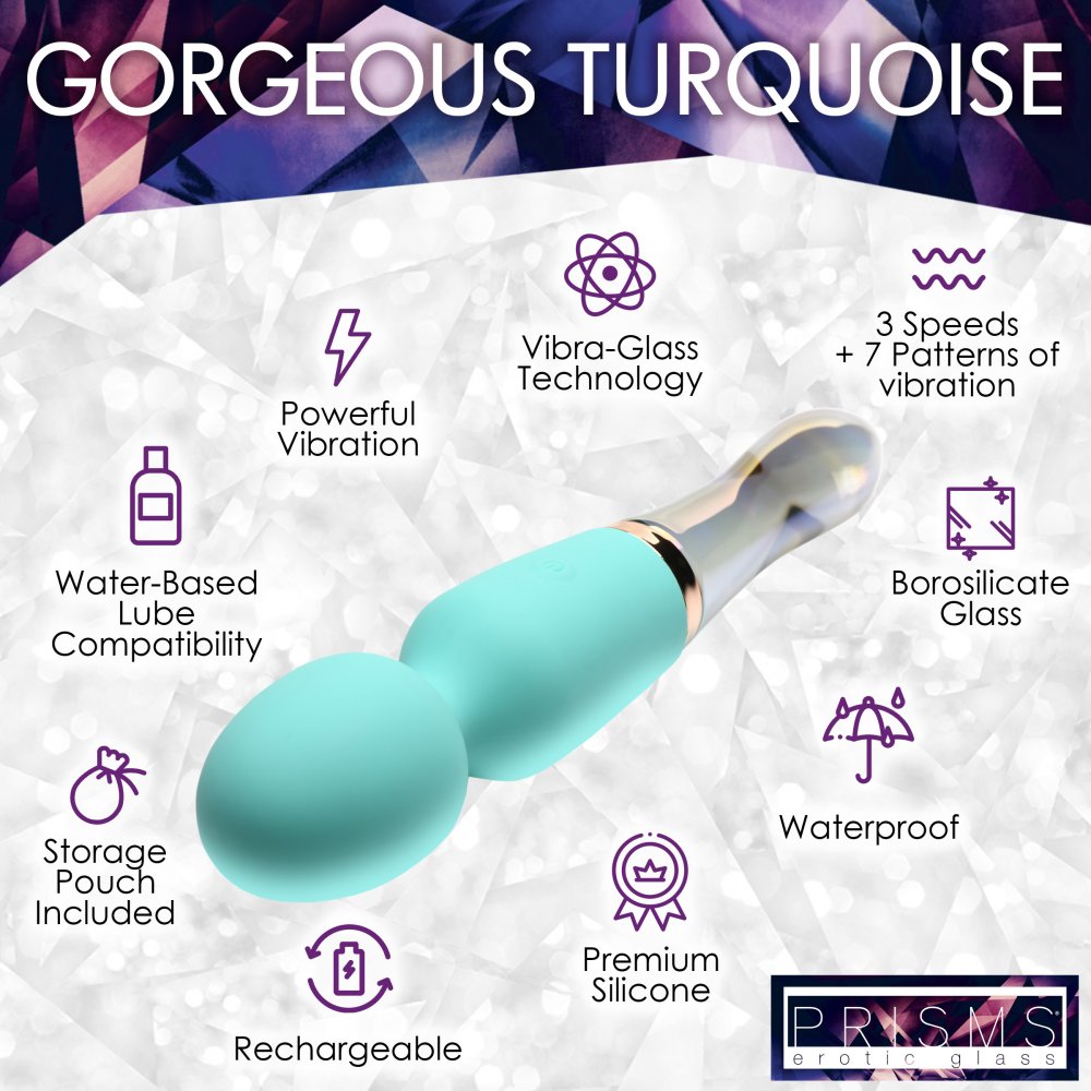 PRISMS 10X Turquoise Dual Ended Silicone & Glass Wand
