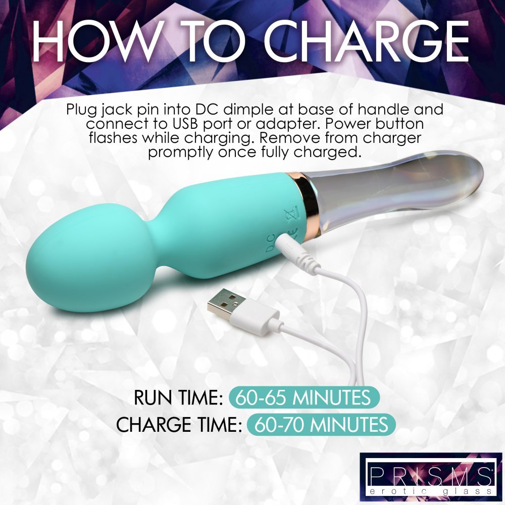 PRISMS 10X Turquoise Dual Ended Silicone & Glass Wand