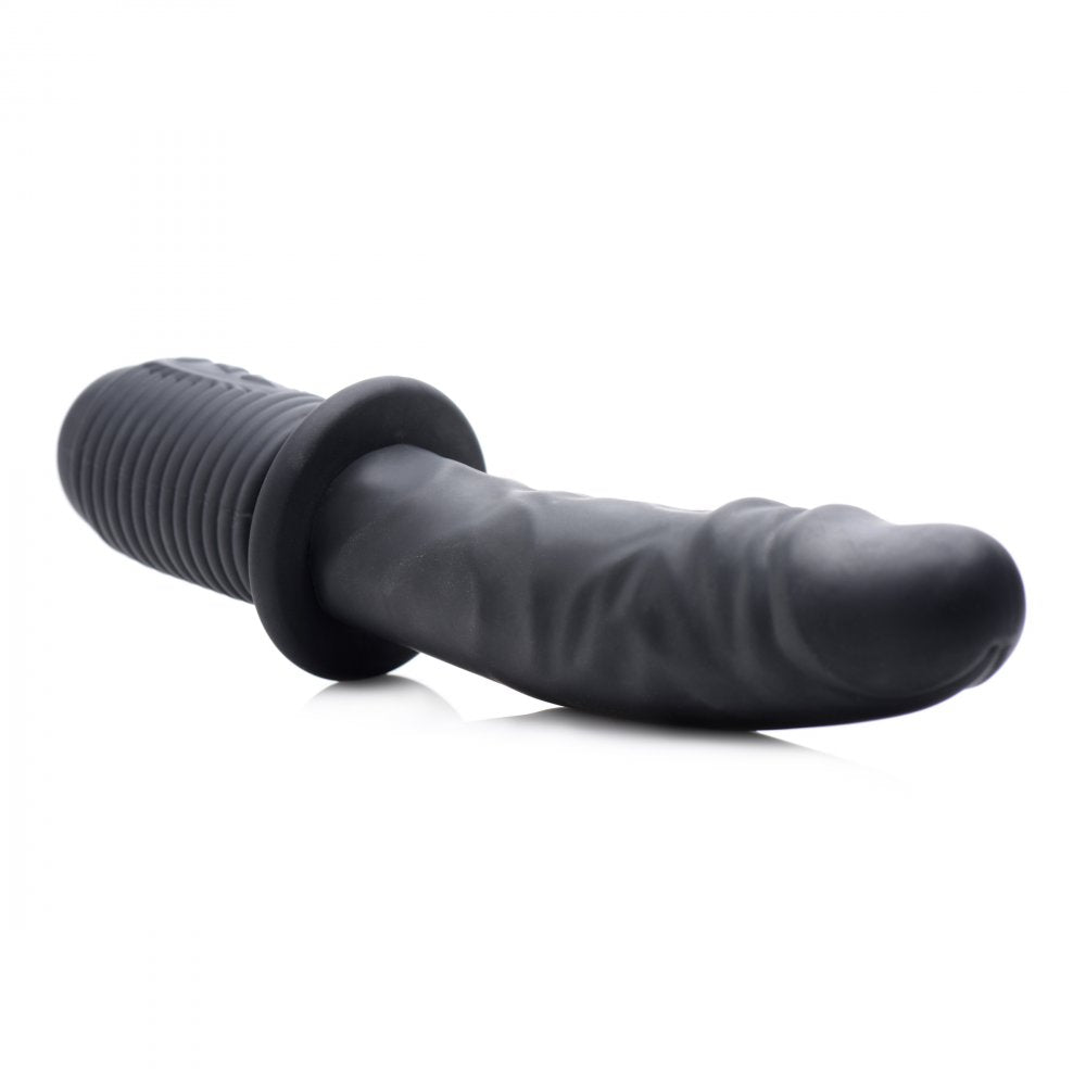 Master Series Power Pounder Vibrating and Thrusting Silicone Dildo - Black