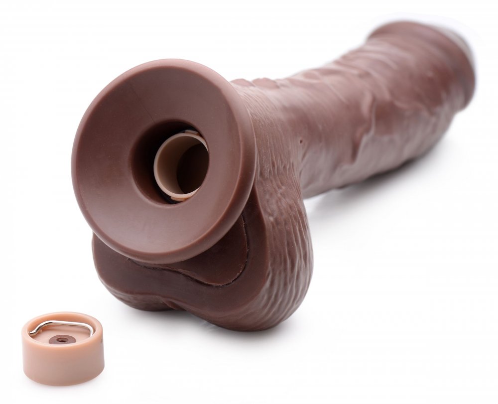 Loadz 8.5 Inch Vibrating Squirting Dildo with Remote Control - Dark