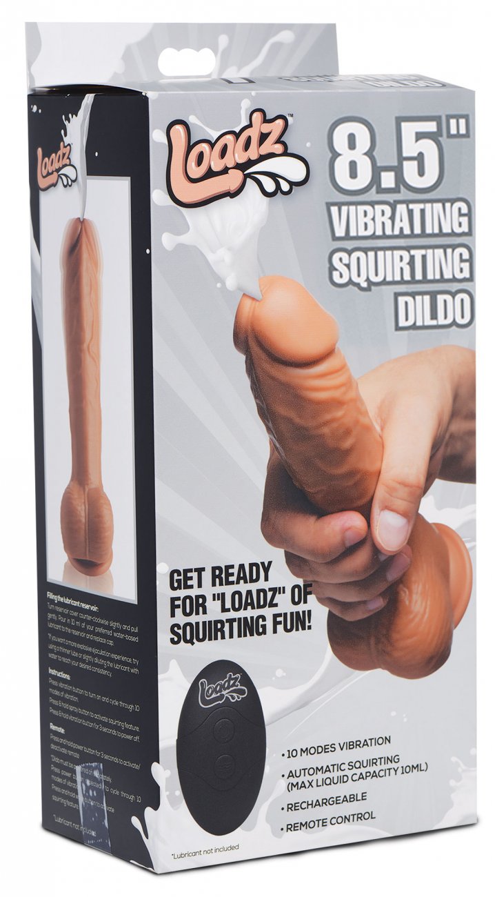 Loadz 8.5 Inch Vibrating Squirting Dildo with Remote Control - Medium