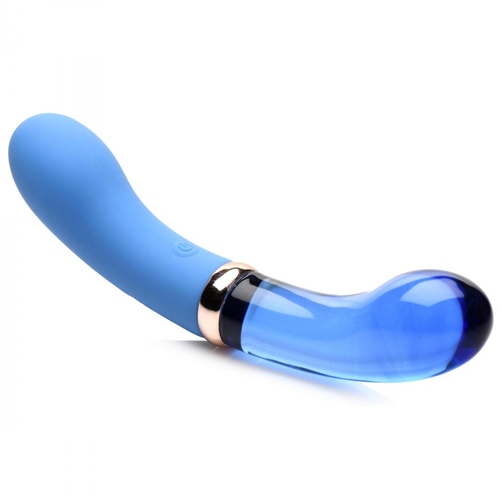 Prisms 10X Bleu Dual Ended G-Spot Silicone and Glass Vibrator