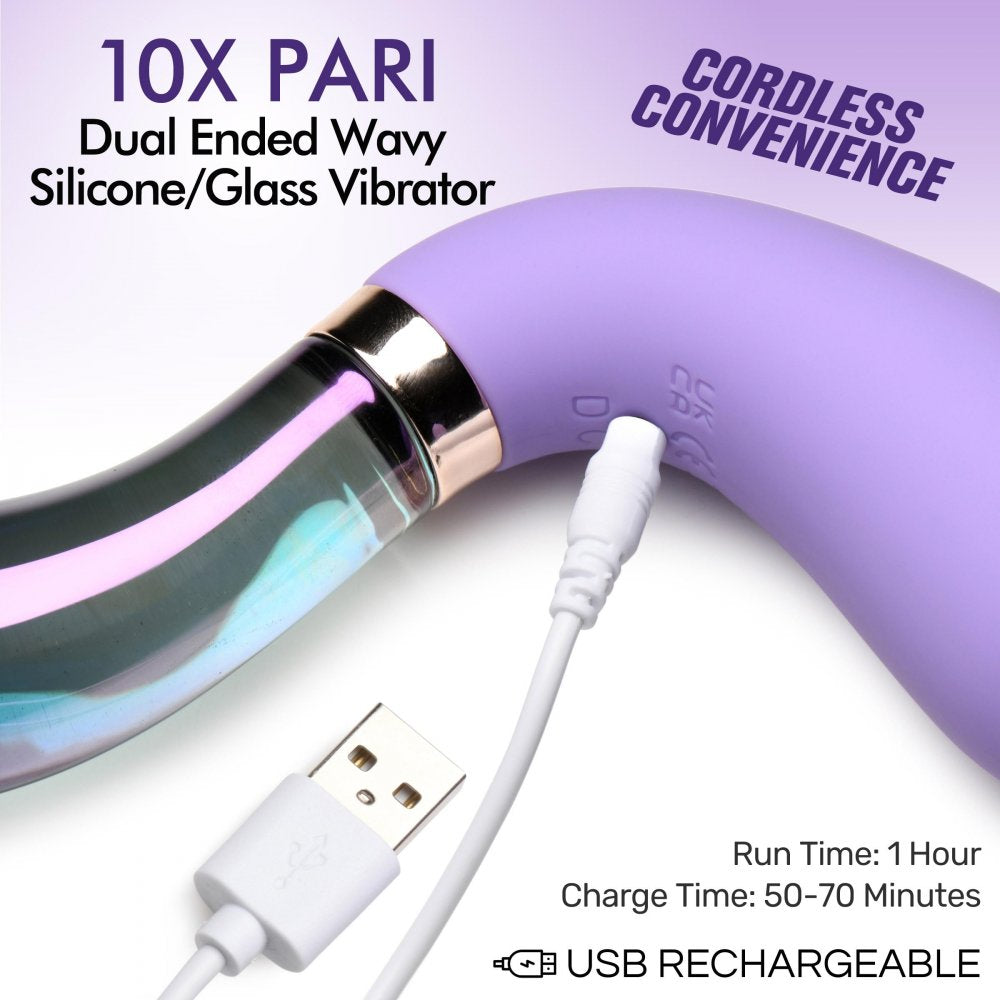 Prisms  10X Pari Dual Ended Wavy Silicone and Glass Vibrator