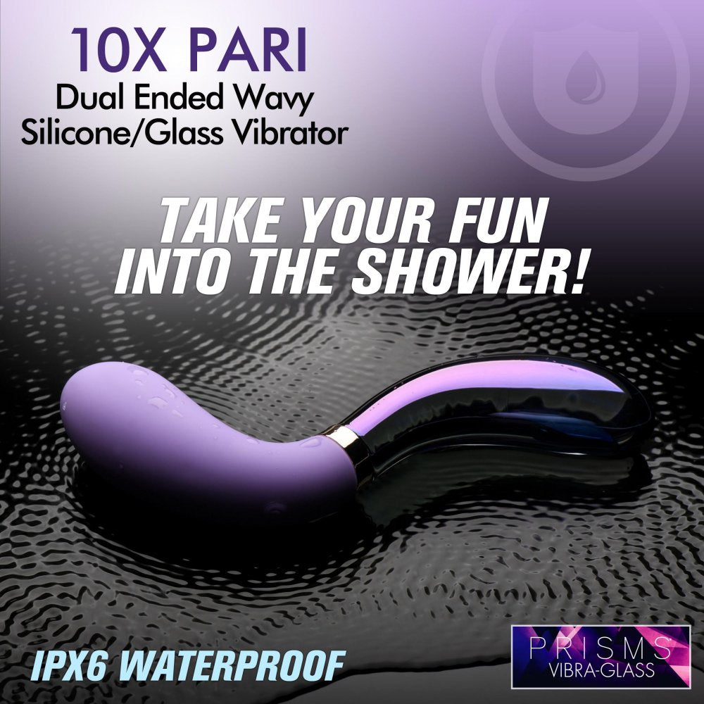 Prisms  10X Pari Dual Ended Wavy Silicone and Glass Vibrator