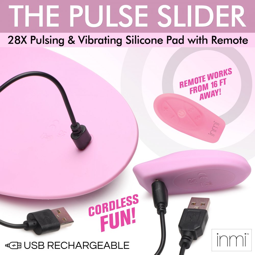 Inmi Pulse Slider 28X Pulsing and Vibrating Silicone Pad with Remote