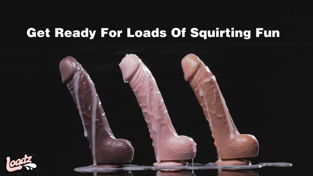 Loadz 8.5 Inch Vibrating Squirting Dildo with Remote Control - Light