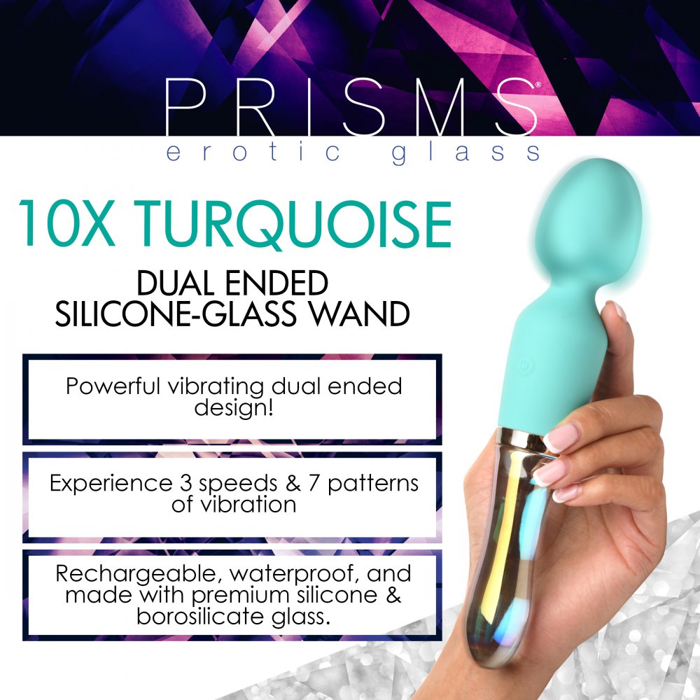 PRISMS 10X Turquoise Dual Ended Silicone & Glass Wand